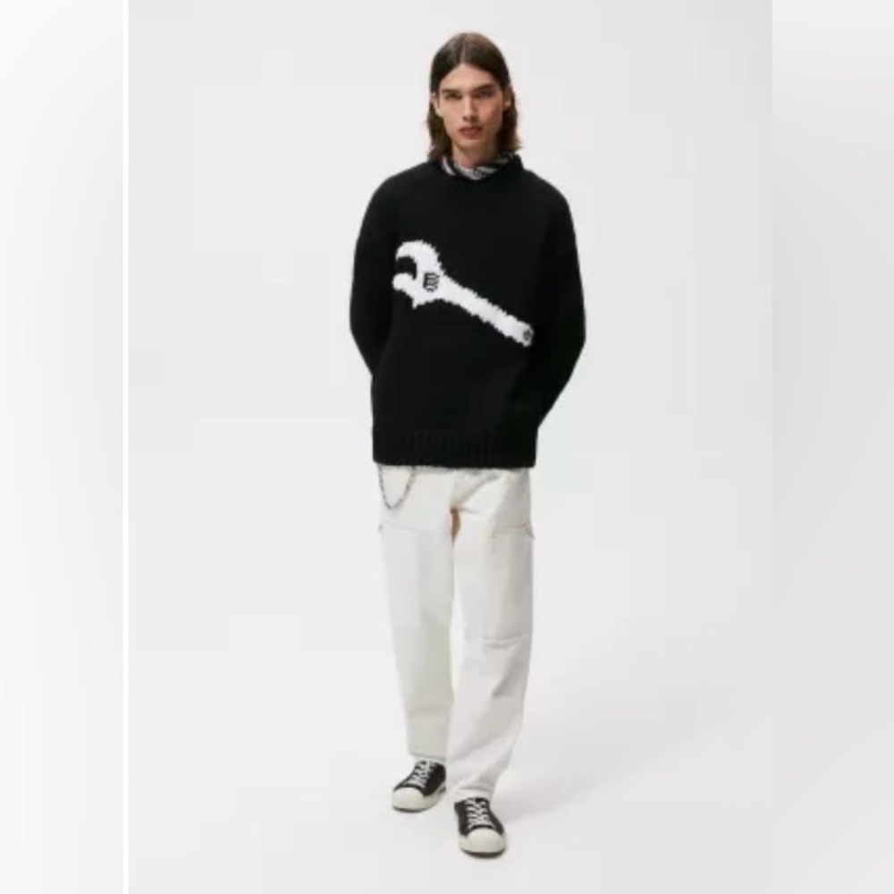 Zara Black Knit Sweater with Wrench